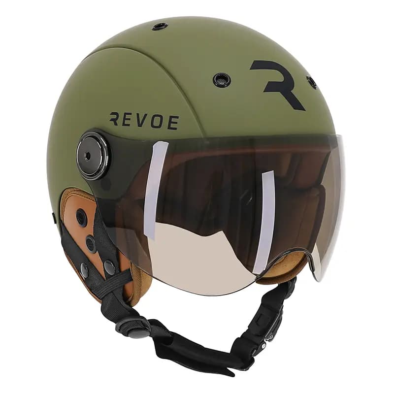 Casque vélo adulte REVOE Premium urbain-city kaki mat taille 59-60 visière réglable protection oreille amovible EN1078+A1 2