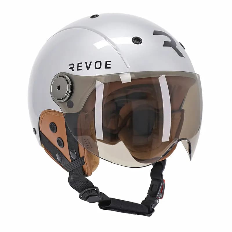 Casque vélo adulte Revoe Premium urbain-city gris silver taille 57-58 visière réglable protection oreille amovible homologation EN1078+A1 2